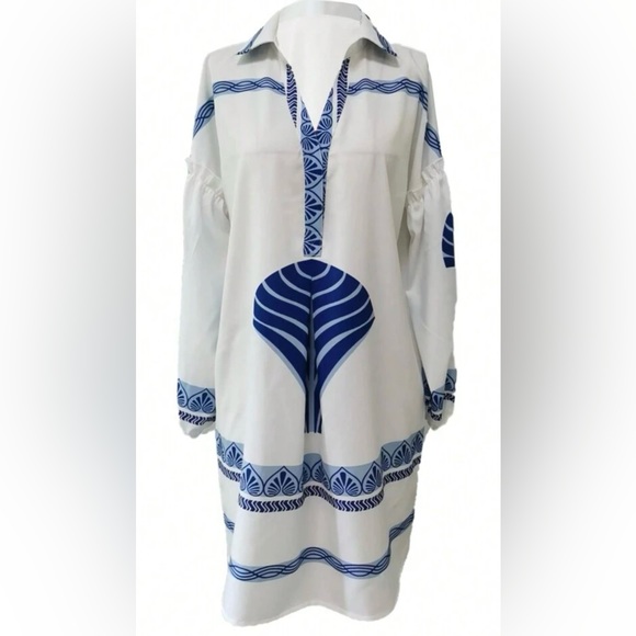 Stingray Cove Oversized Tropical Midi Loose Fit Summer Dress Swimsuit Coverup - Picture 3 of 7